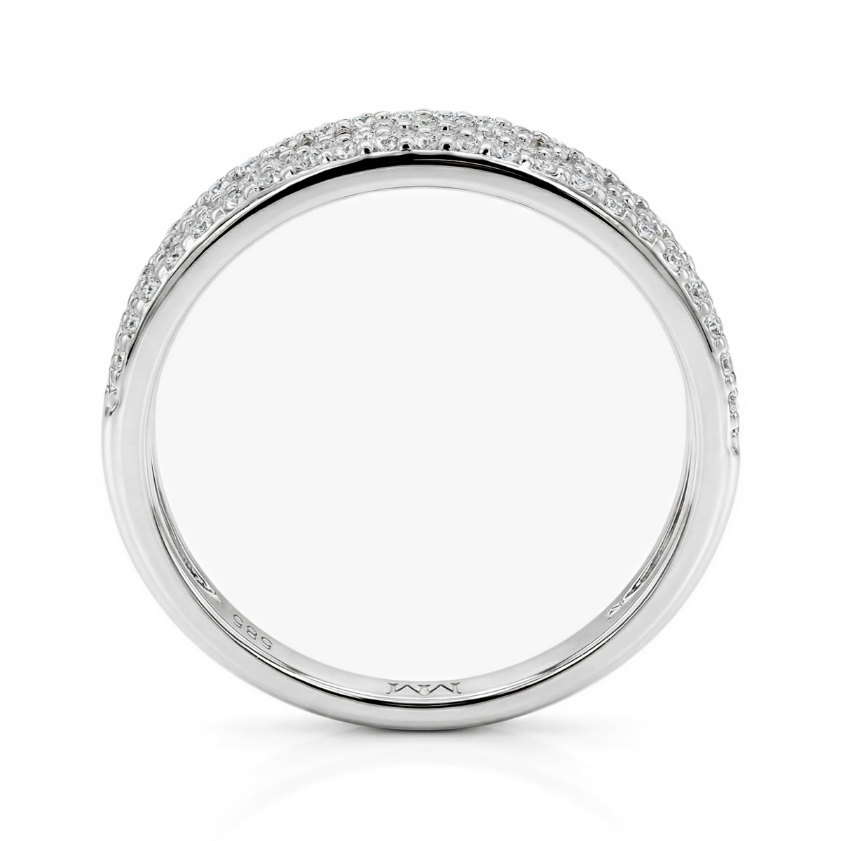 Glissade - anello con moissanite, incastonatura a pavé e corpo dell’anello affusolato