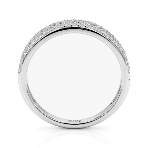 Glissade - anello con moissanite, incastonatura a pavé e corpo dell’anello affusolato