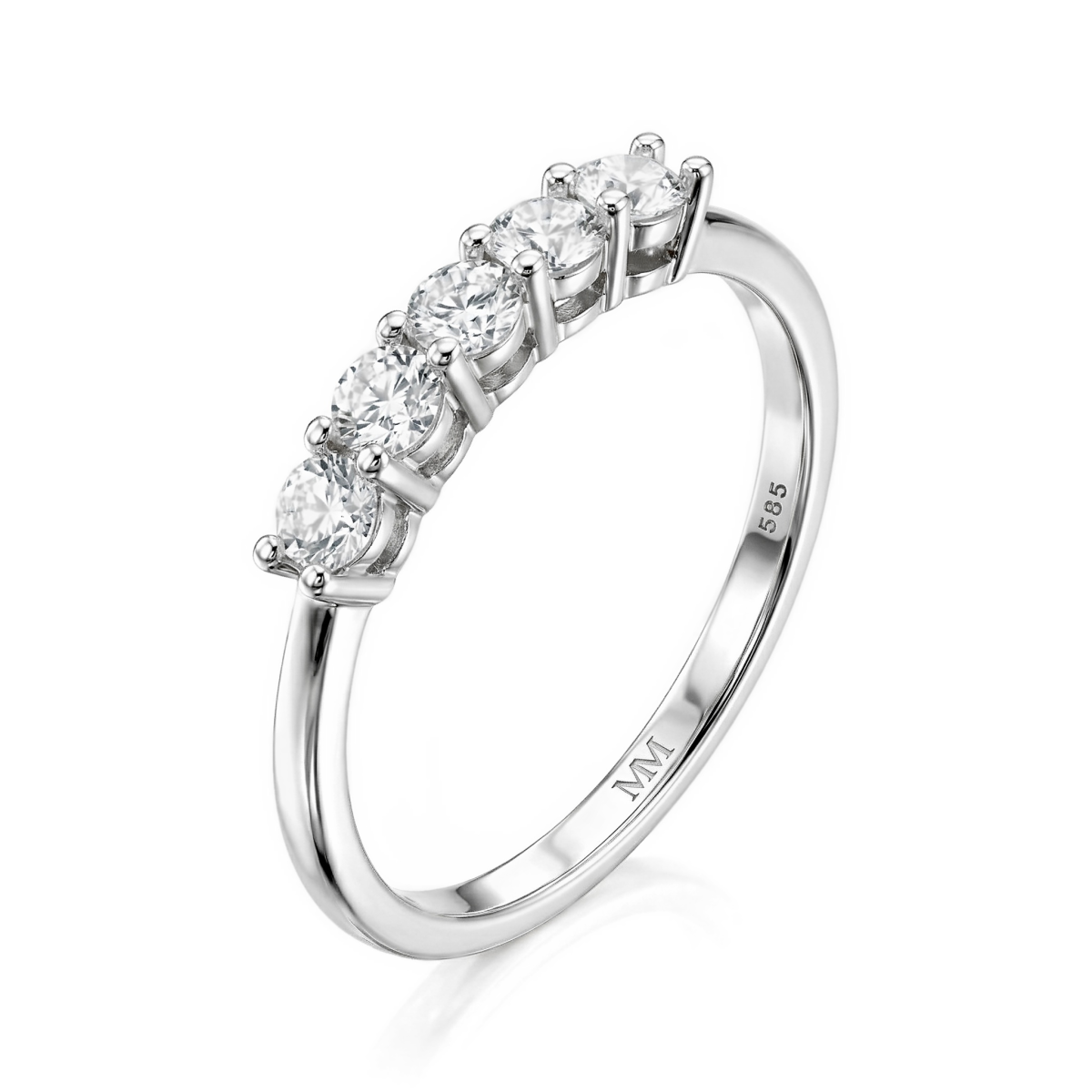 Quintella - anello da anniversario con 5 pietre di moissanite