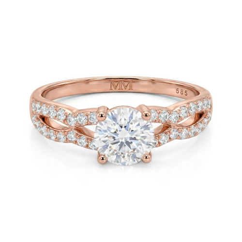 Verity - anello di fidanzamento con moissanite e gambo intrecciato
