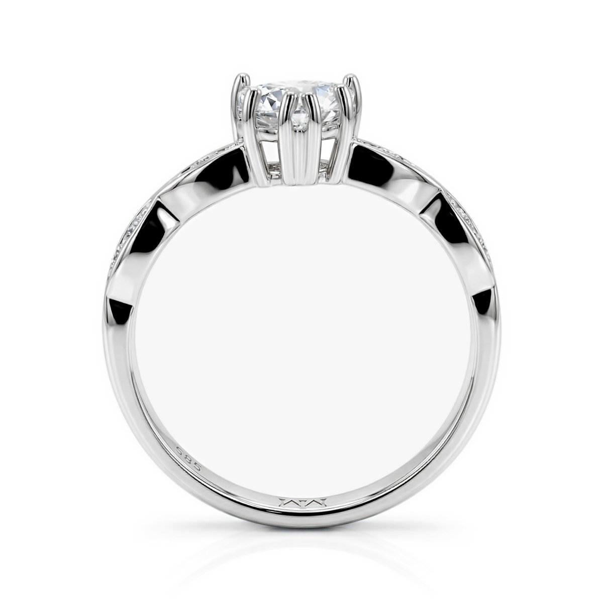 Affection - anello di fidanzamento con moissanite taglio a cuore e gambo intrecciato