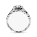 Paragone - anello di fidanzamento halo con moissanite taglio princess e corpo dell’anello dalla superficie lavorata