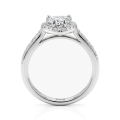 Amoria - anello di fidanzamento con moissanite taglio a cuore, montatura halo e pietre laterali con incastonatura a pavé