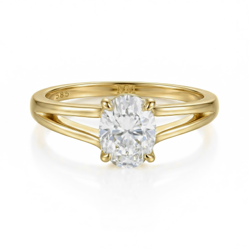 Grace – anello con moissanite ovale e gambo sdoppiato
