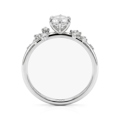 Aurora - anello con moissanite e pietre laterali minimaliste