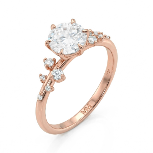 Aurora - anello con moissanite e pietre laterali minimaliste