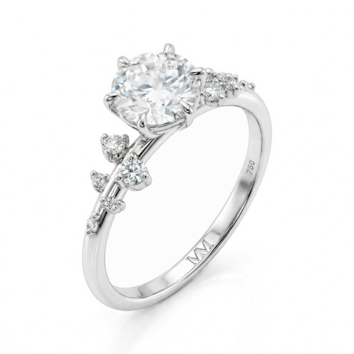 Aurora - anello con moissanite e pietre laterali minimaliste
