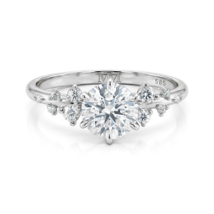 Aurora - anello con moissanite e pietre laterali minimaliste