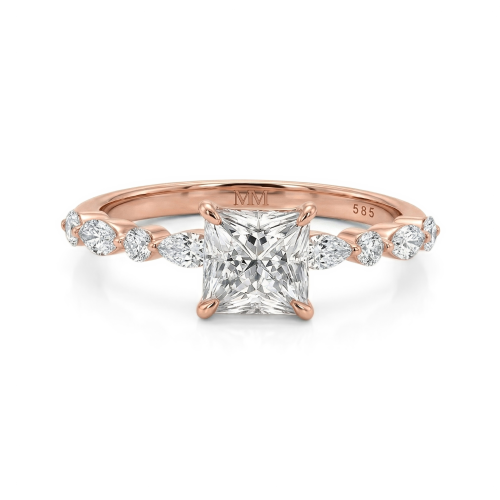Ava - anello con moissanite di taglio princess