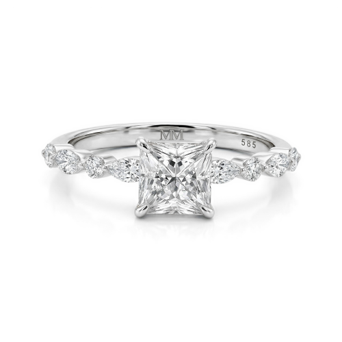 Ava - anello con moissanite di taglio princess