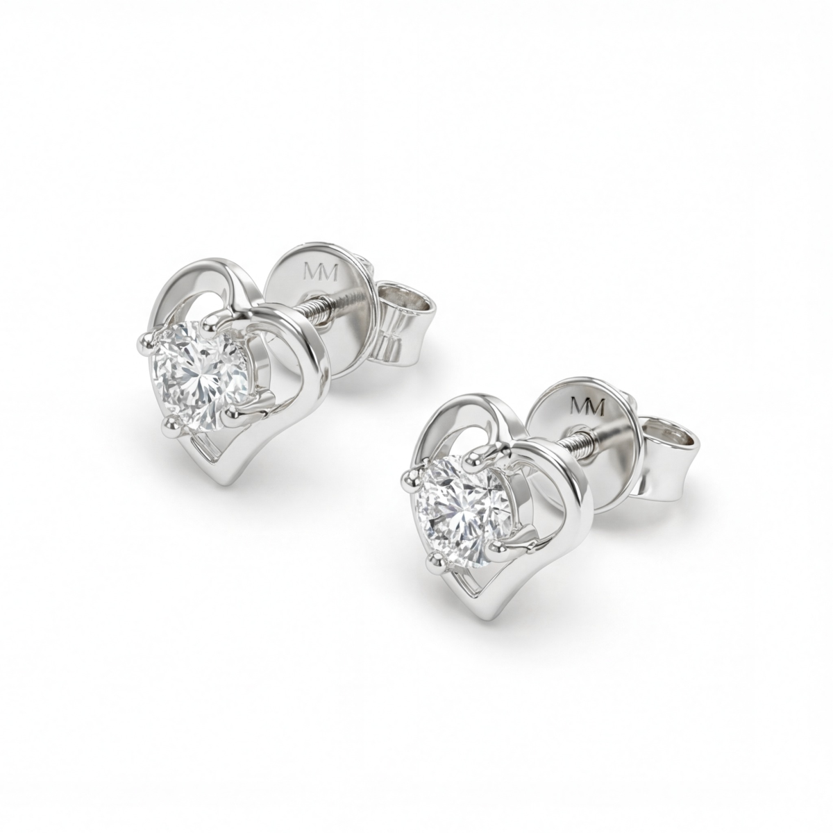 Etheria - orecchini a lobo con moissanite a cuore
