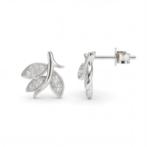Pavé Leaves - orecchini a lobo con moissanite