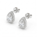 Halo Pears - orecchini a lobo con moissanite a goccia e montatura halo
