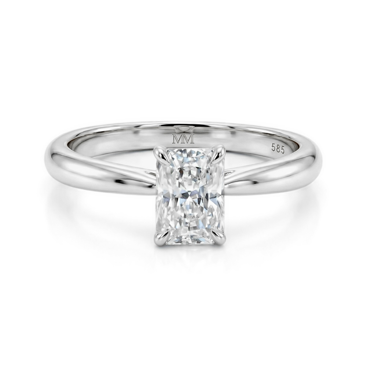 Lustra - anello solitario con moissanite dal taglio radiant
