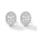 Ellipse - orecchini a lobo con moissanite ovale e montatura halo