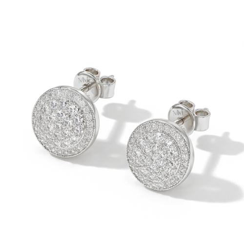 Round Clusters - orecchini a lobo con moissanite e incastonatura a pavé