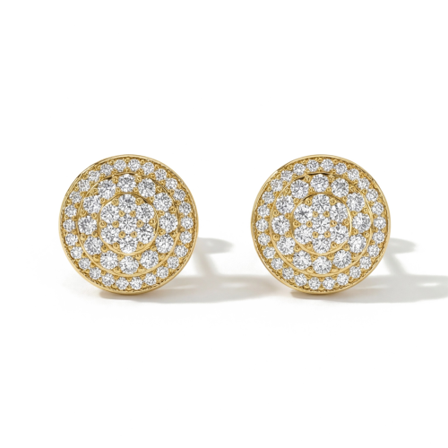 Round Clusters - orecchini a lobo con moissanite e incastonatura a pavé