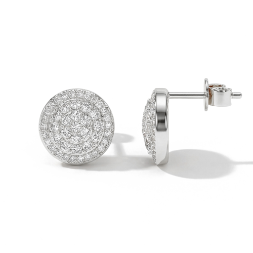 Round Clusters - orecchini a lobo con moissanite e incastonatura a pavé
