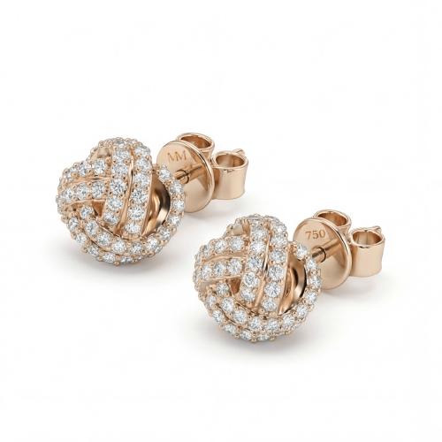 Cluster Spheres - orecchini a lobo con moissanite e incastonatura a pavé