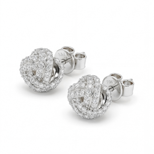 Cluster Spheres - orecchini a lobo con moissanite e incastonatura a pavé