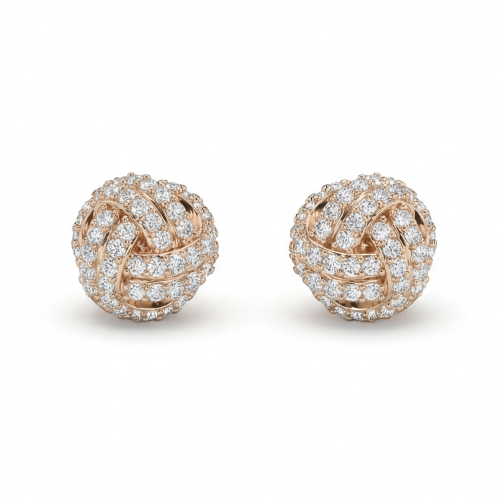 Cluster Spheres - orecchini a lobo con moissanite e incastonatura a pavé