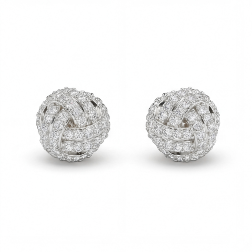 Cluster Spheres - orecchini a lobo con moissanite e incastonatura a pavé