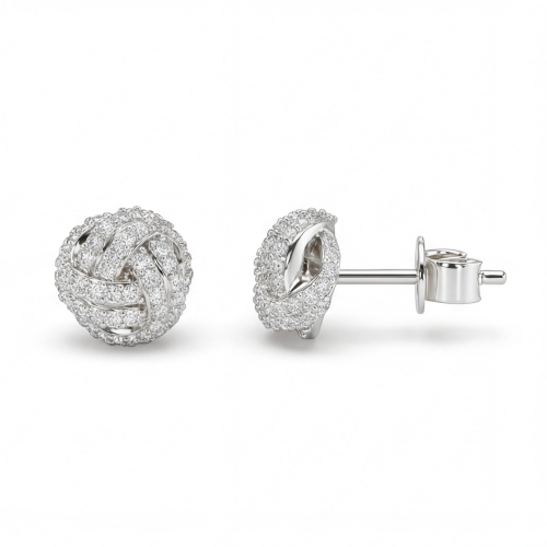 Cluster Spheres - orecchini a lobo con moissanite e incastonatura a pavé