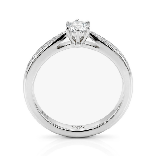 Sophia - anello di fidanzamento con moissanite e pietre laterali a pavé