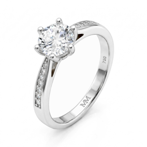 Sophia - anello di fidanzamento con moissanite e pietre laterali a pavé