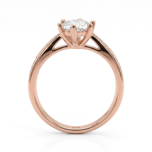 Sophia - anello di fidanzamento con moissanite e pietre laterali a pavé
