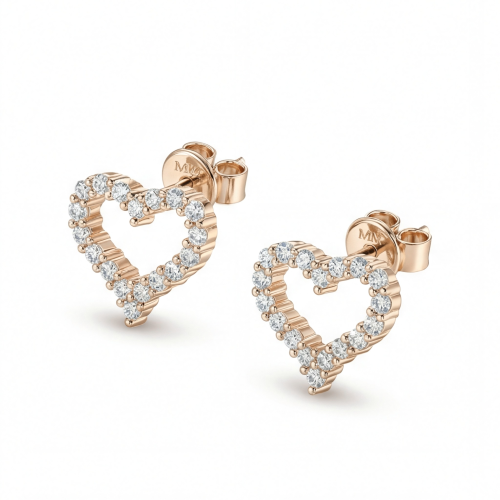 Corazon - orecchini a lobo con moissanite e incastonatura a pavé a forma di cuore