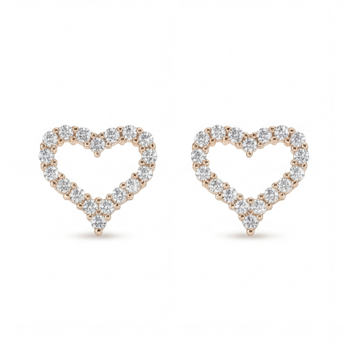 Corazon - orecchini a lobo con moissanite e incastonatura a pavé a forma di cuore