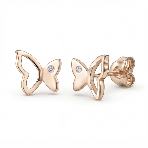 Butterfly Beauty - orecchini a lobo con moissanite
