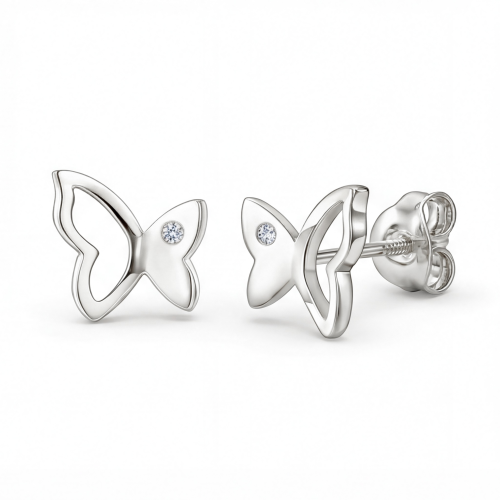 Butterfly Beauty - orecchini a lobo con moissanite