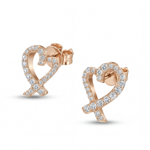 Heart Strings - orecchini a lobo con moissanite e incastonatura a pavé