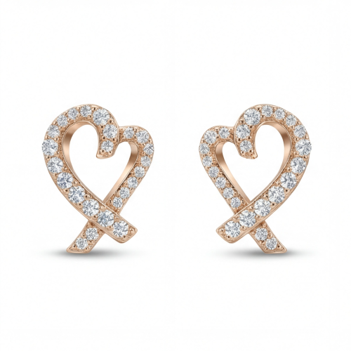Heart Strings - orecchini a lobo con moissanite e incastonatura a pavé