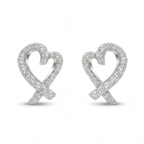Heart Strings - orecchini a lobo con moissanite e incastonatura a pavé