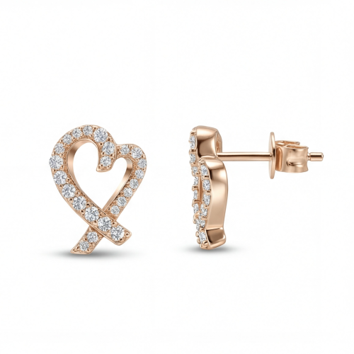 Heart Strings - orecchini a lobo con moissanite e incastonatura a pavé