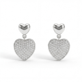 Hearts of Pavé - orecchini pendenti con pietre di moissanite e incastonatura a pavé