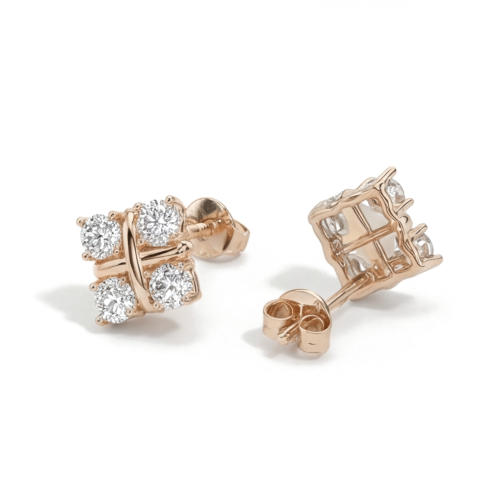Moissanite Quadrants - orecchini a lobo con moissanite