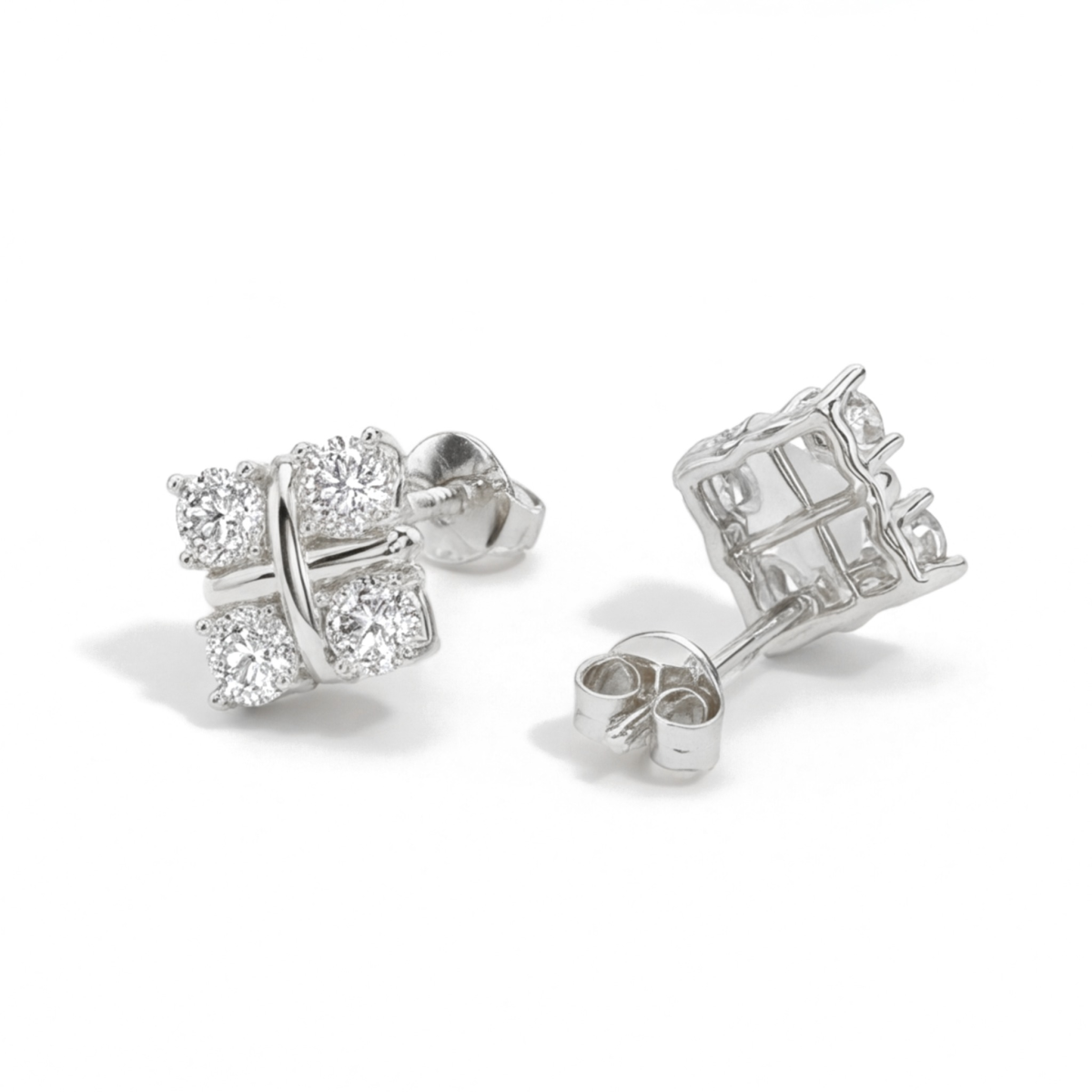 Moissanite Quadrants - orecchini a lobo con moissanite