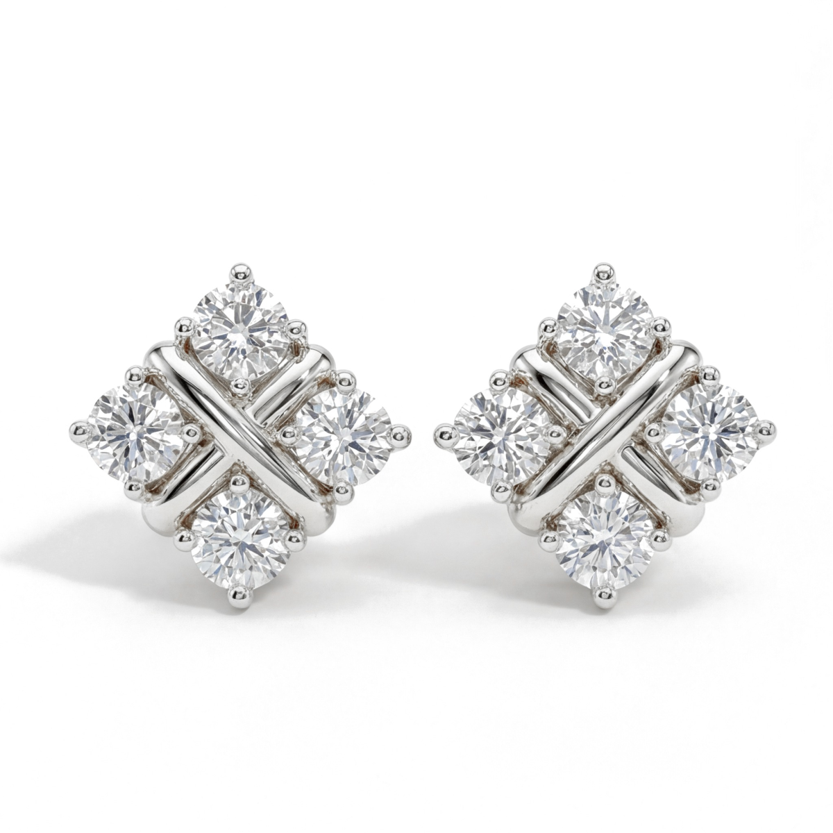 Moissanite Quadrants - orecchini a lobo con moissanite