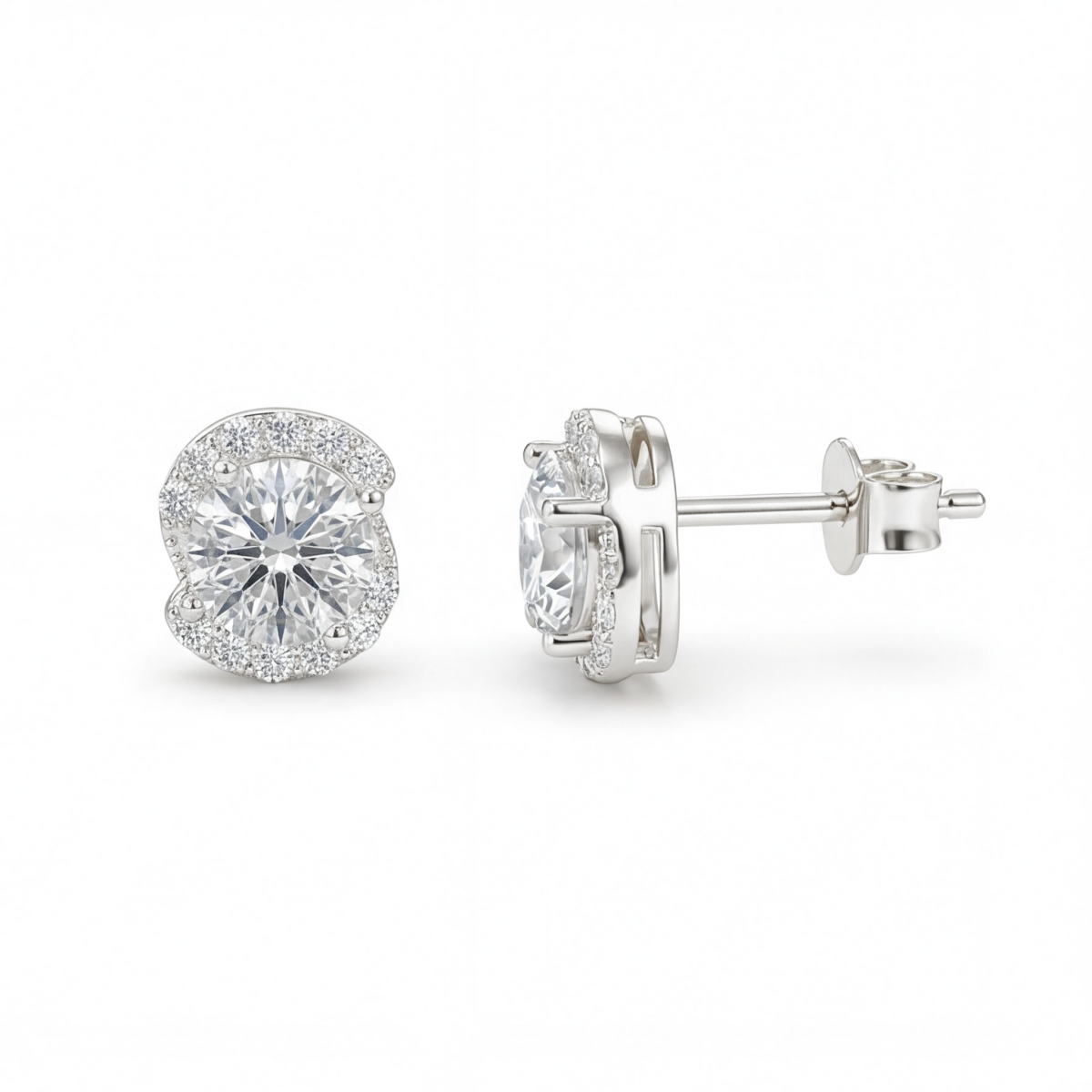 Divine Dots - orecchini a lobo con moissanite