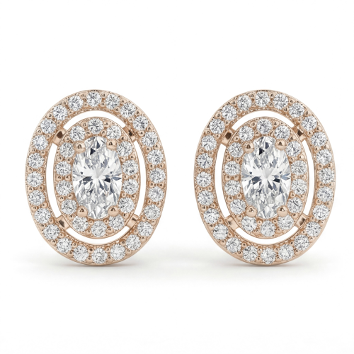 Brilliance - orecchini a lobo con moissanite ovale e montatura halo