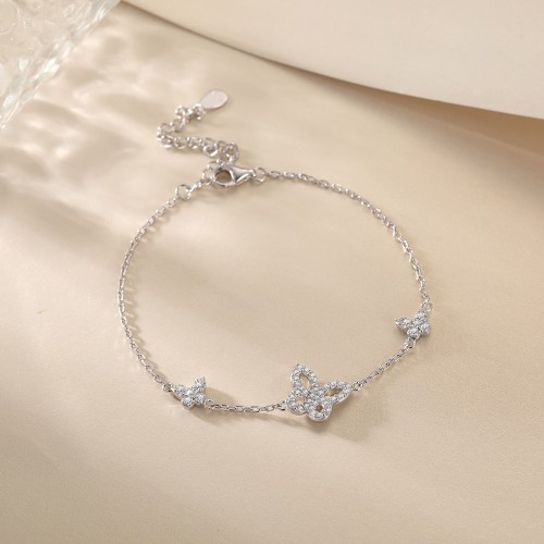 Orchidea - bracciale con moissanite di taglio marquise e motivi floreali