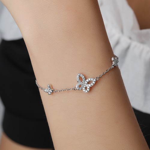 Orchidea - bracciale con moissanite di taglio marquise e motivi floreali
