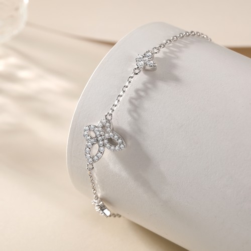 Orchidea - bracciale con moissanite di taglio marquise e motivi floreali