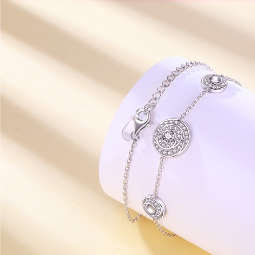 Cirquel - bracciale con moissanite ed elementi concatenati con doppia corona di pietre