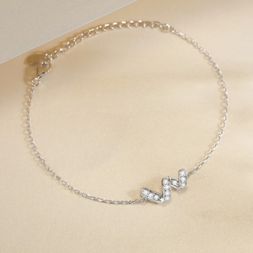 Serpentine - bracciale con moissanite e motivo a infinito, con gemme incastonate a pavé