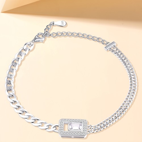 Verdura - bracciale con moissanite taglio smeraldo e montatura halo